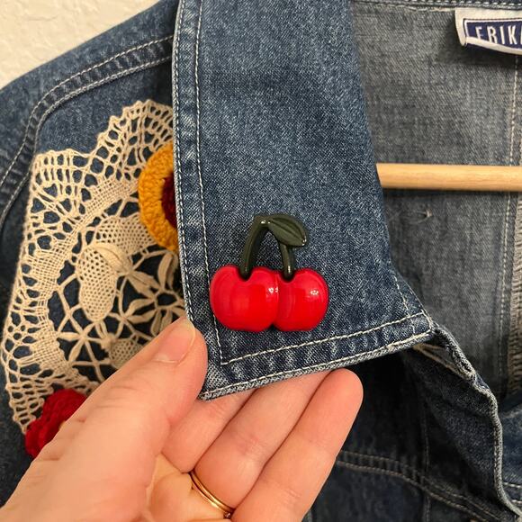 Vintage Handmade OOAK Denim Chore Shirt‎ Jacket XL Cottage Scottie Dog Grandma - Picture 11 of 16